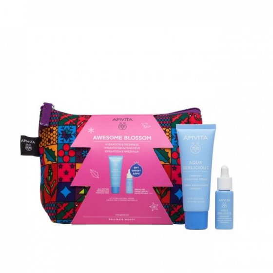 Apivita Awesome Blossom Aqua Beelicious Creme conforto hidratante textura rica 40 ml com Oferta Booster refrescante hidratante 10 ml Natal 2020