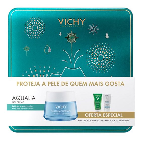 Vichy Aqualia Thermal Gel-creme pele normal a mista 50 ml com Oferta Normaderm Phytosolution Gel limpeza purificante 50 ml + Gel hidroalcoólico 50 ml