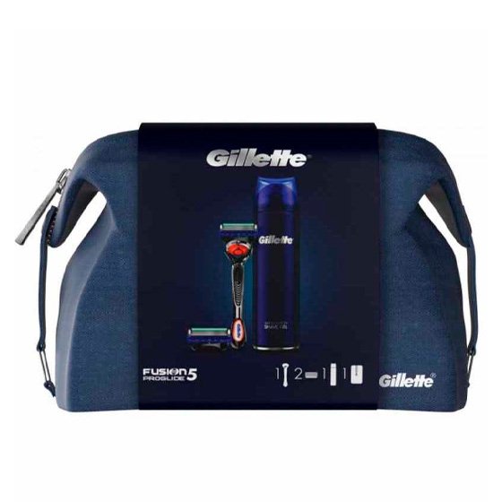 Gillette Fusion Proglide 5 Cabo para lâmina + Recargas para lâmina 2 Unidade(s) + Gel de barbear 200 ml + Bolsa