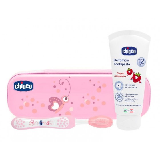 Ch.Ora7533100000 Chicco Estojo Higiene Oral Rosa 12M+